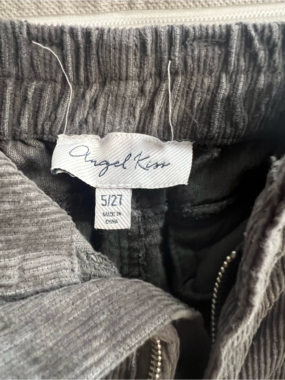 Angel Kiss Gray Corduroy Cargo Pants Wide Leg Utility Y2K Size 5/27 - Picture 3 of 3